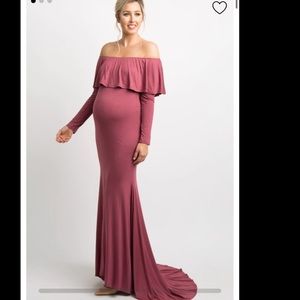 Pink blush maternity photo shoot dress